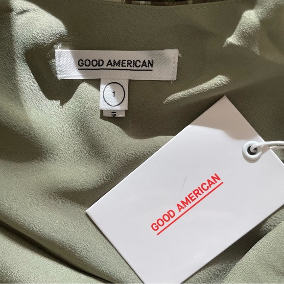 Good American Jungle Print Cowl Neck Green Bias Midi Slip Dress Size Small - Picture 6 of 11